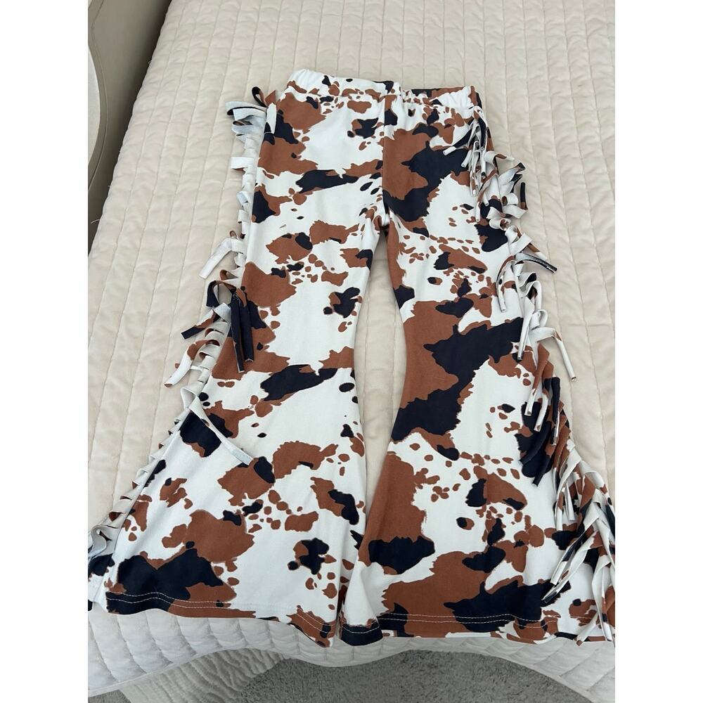 Toddler Cow Print Pants with Fringe - Picture 3 of 3